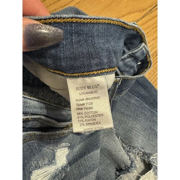 Judy Blue Jeans Womens 7/28‎ Blue Skinny Fit Distressed Stretch Denim Pants City - Picture 10 of 13